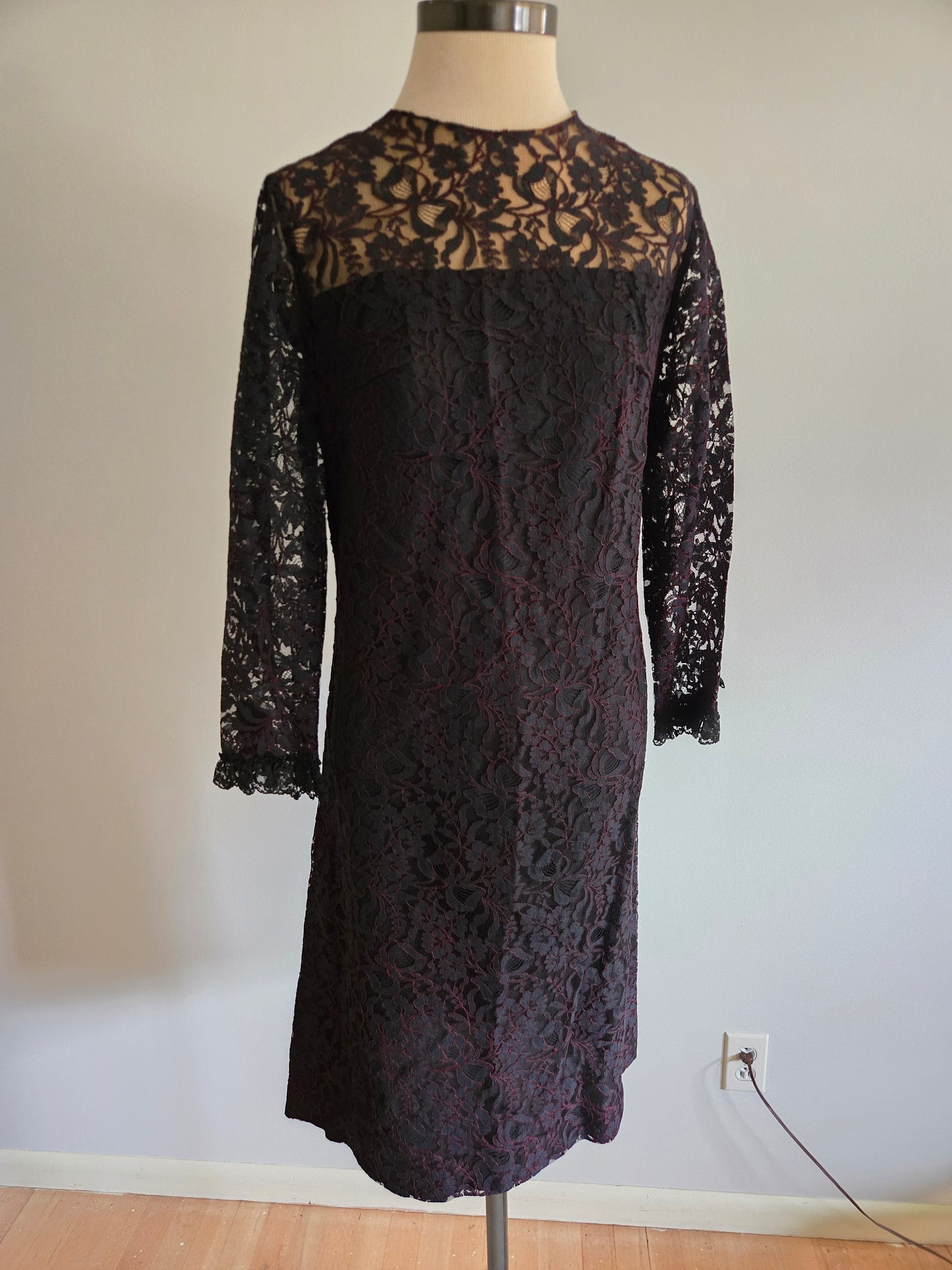 Vintage Long Sleeve Lacy Floral Dress by Henry Lee