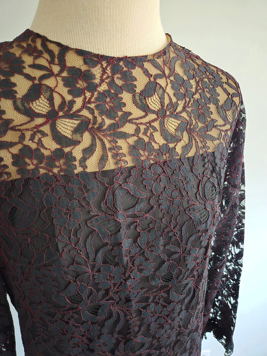 Vintage Long Sleeve Lacy Floral Dress by Henry Lee