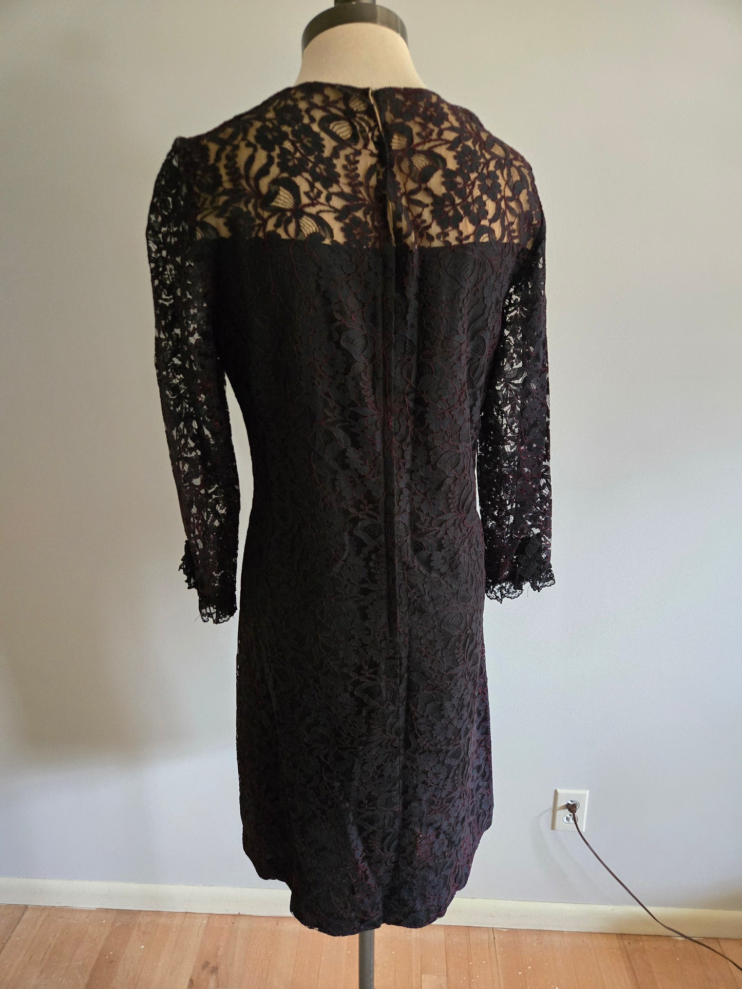 Vintage Long Sleeve Lacy Floral Dress by Henry Lee