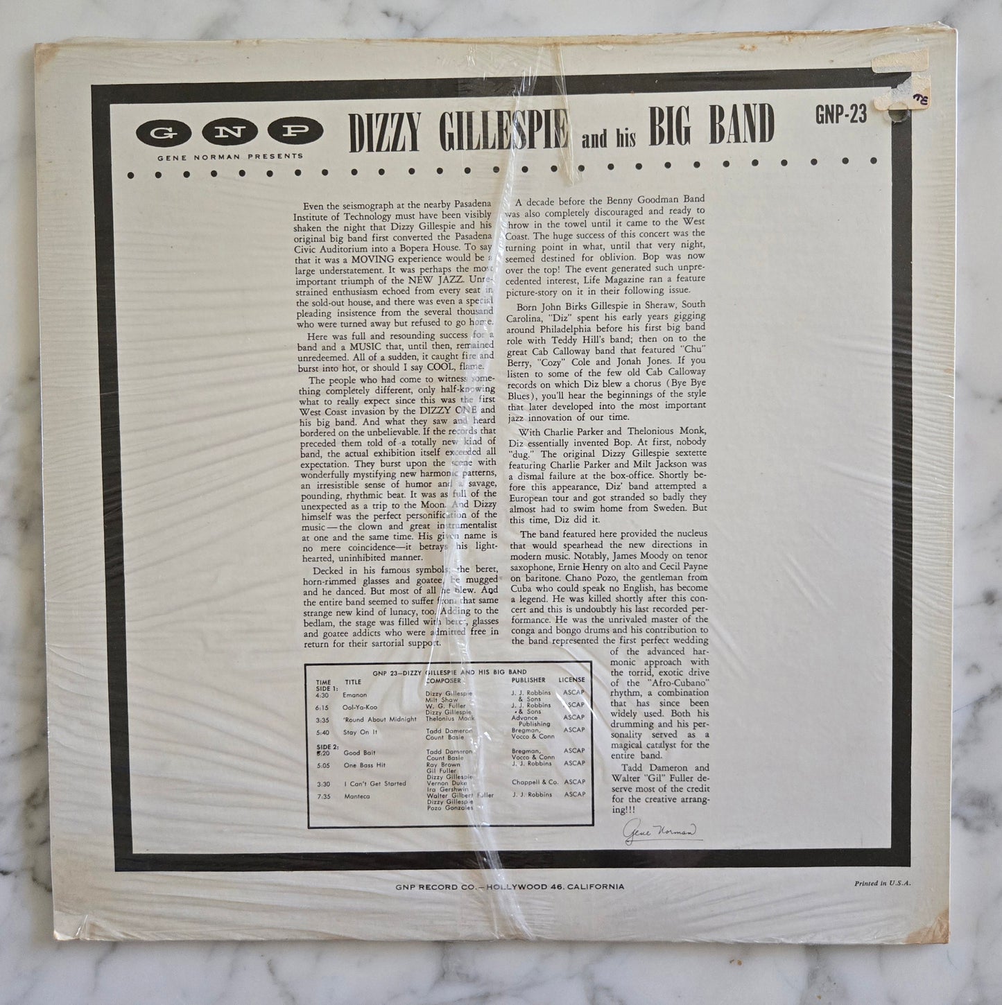 DIzzy Gillespie Big Band Vinyl Record UNOPENED!