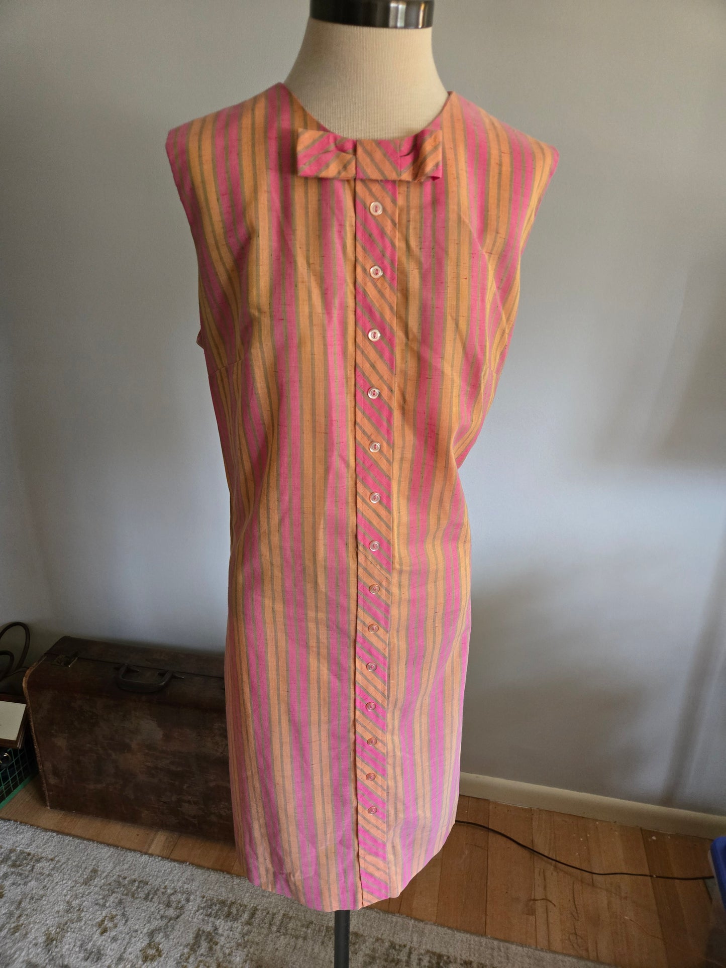 Vintage Sleeveless Striped Dress