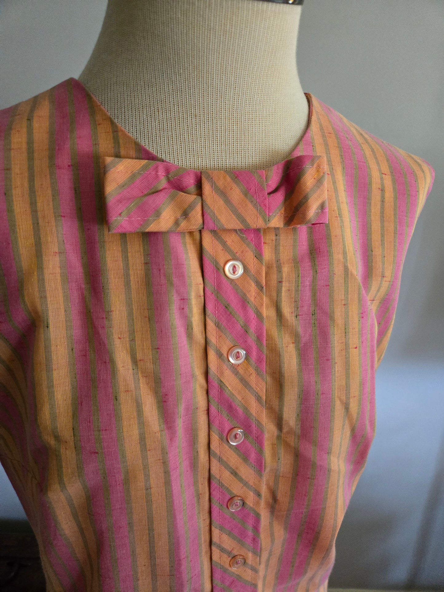 Vintage Sleeveless Striped Dress