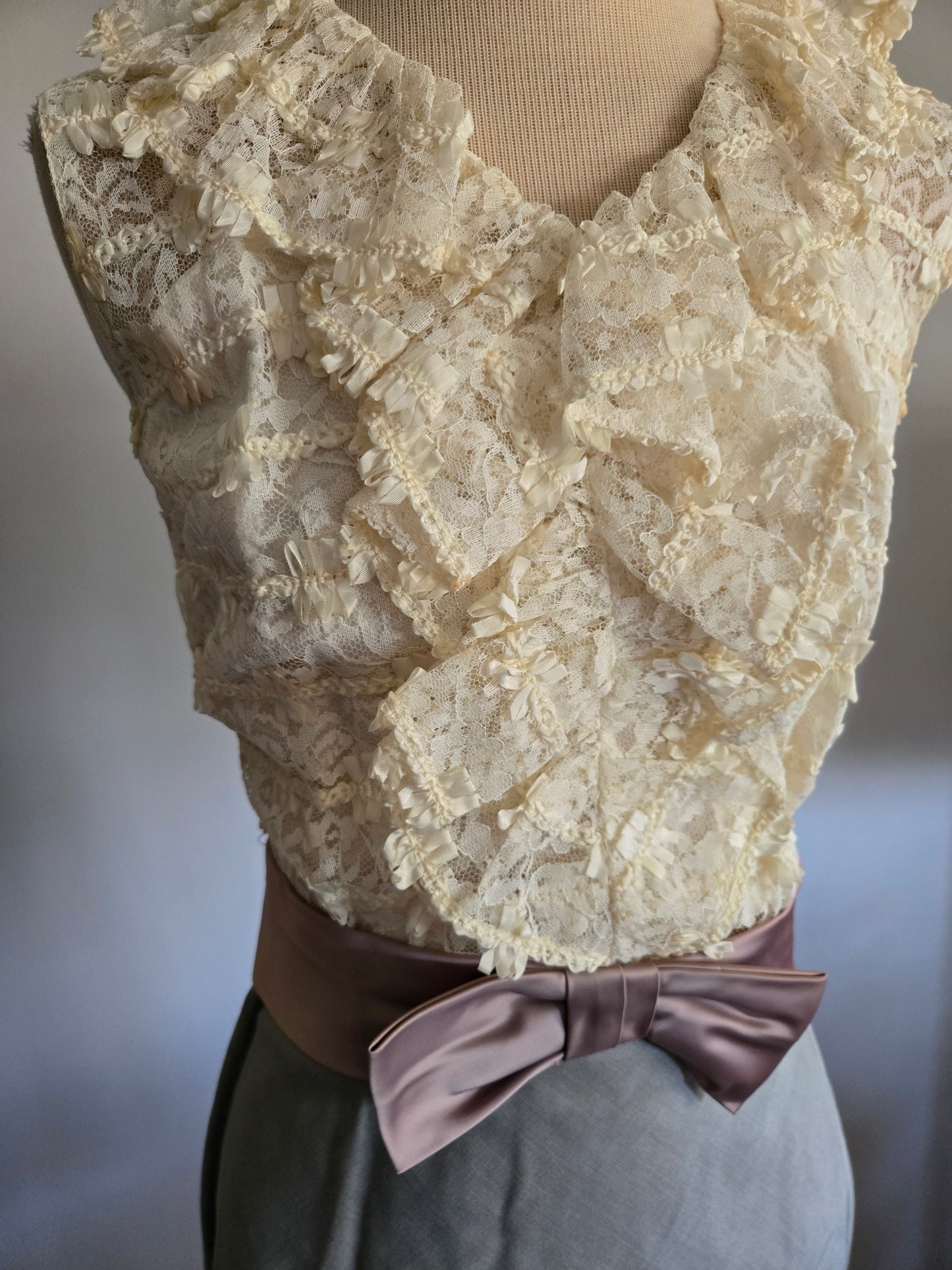 Vintage Sleeveless Lacy Floral Dress by Maggi