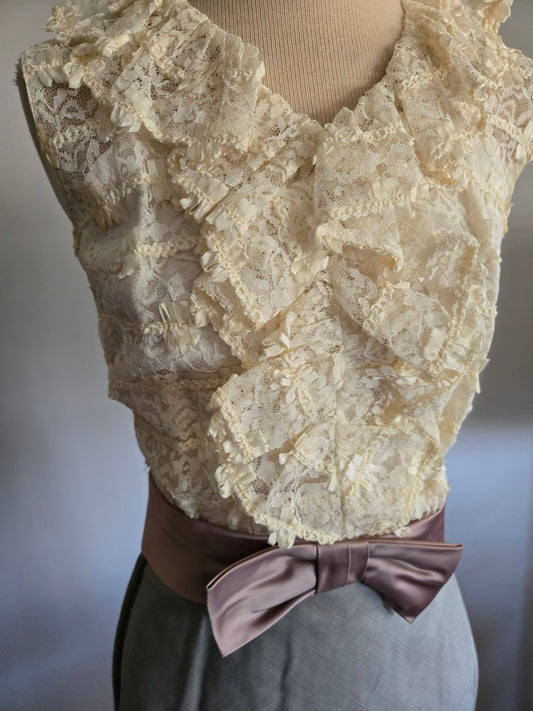 Vintage Sleeveless Lacy Floral Dress by Maggi