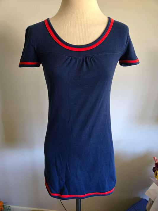 Vintage Short Sleeve Blue Dress