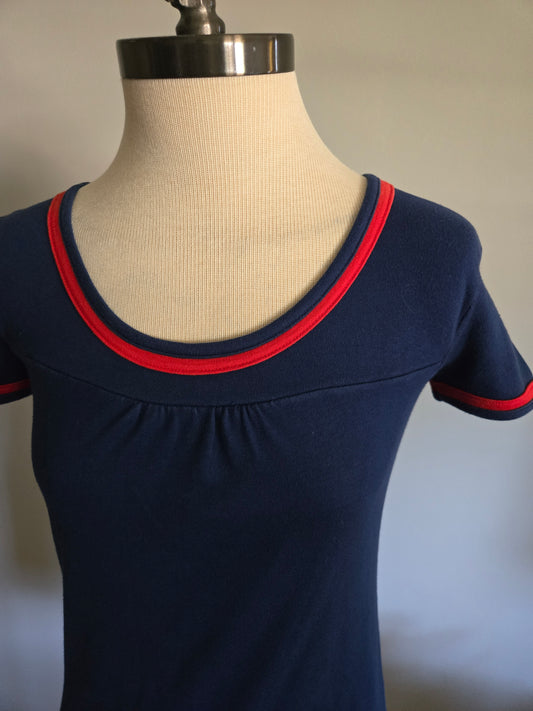 Vintage Short Sleeve Blue Dress