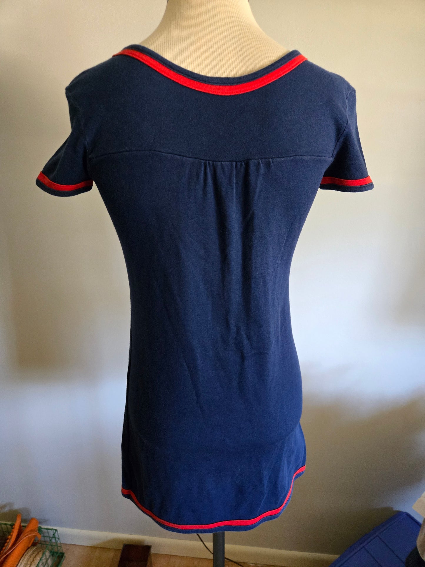 Vintage Short Sleeve Blue Dress