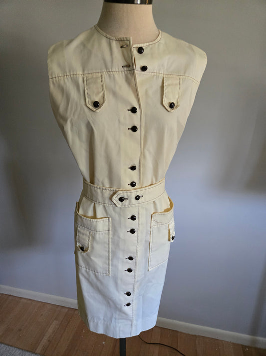 Vintage Sleeveless Off White Dress by Dutchmaid