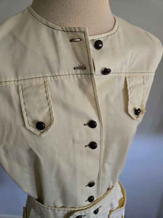 Vintage Sleeveless Off White Dress by Dutchmaid