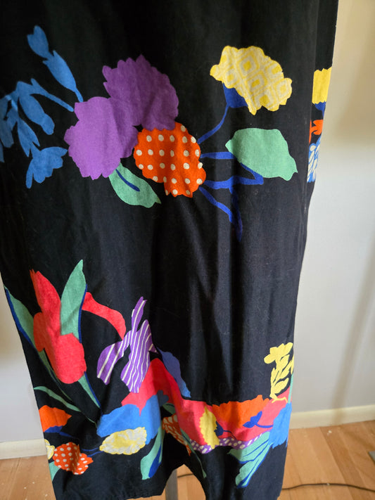Vintage Sleeveless Black Floral Print Dress