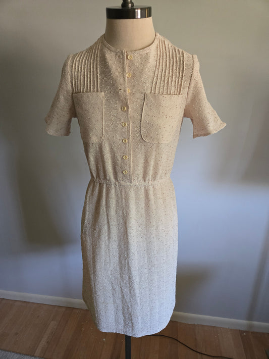Vintage Short Sleeve Oatmeal Dress