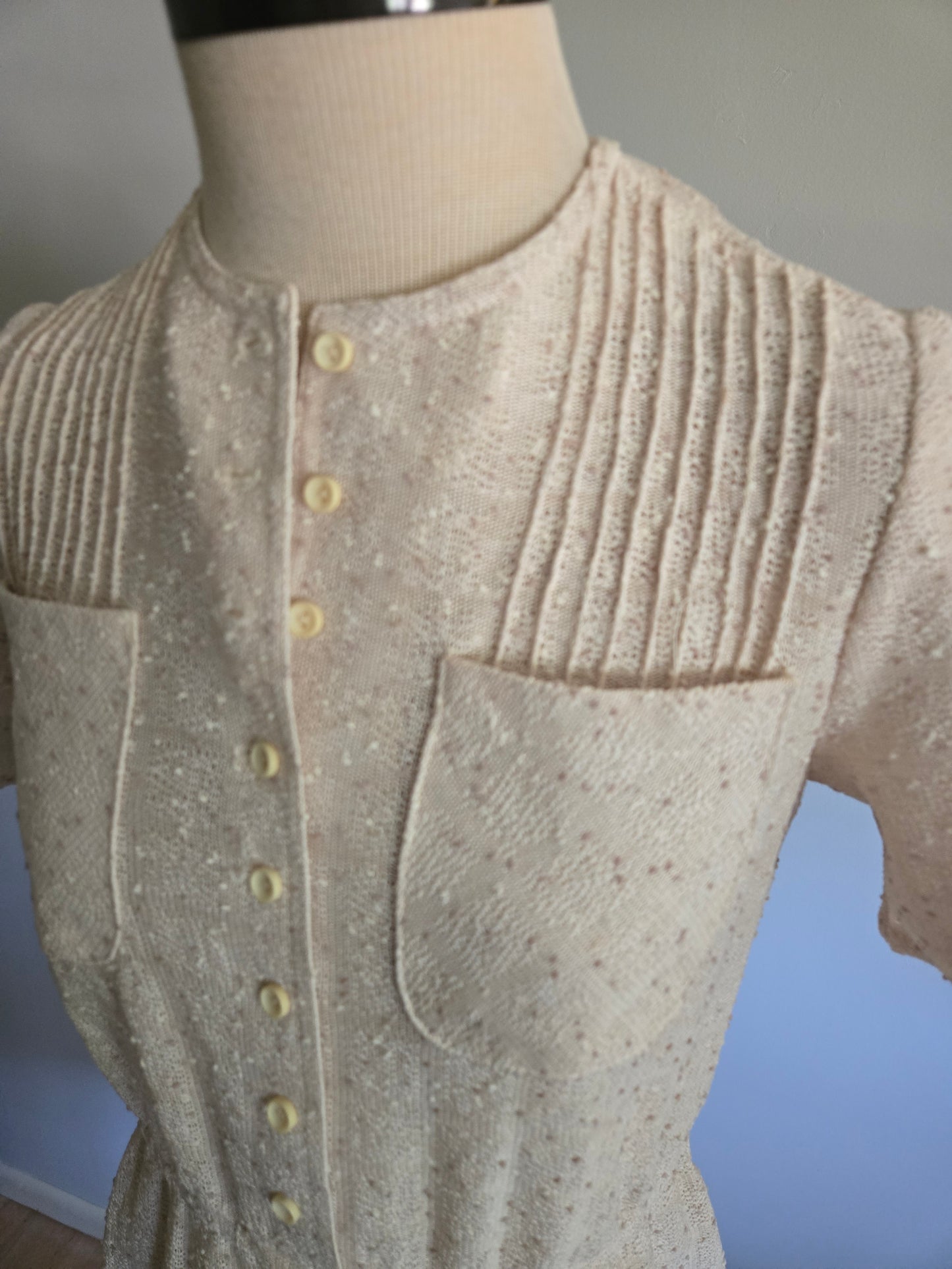 Vintage Short Sleeve Oatmeal Dress