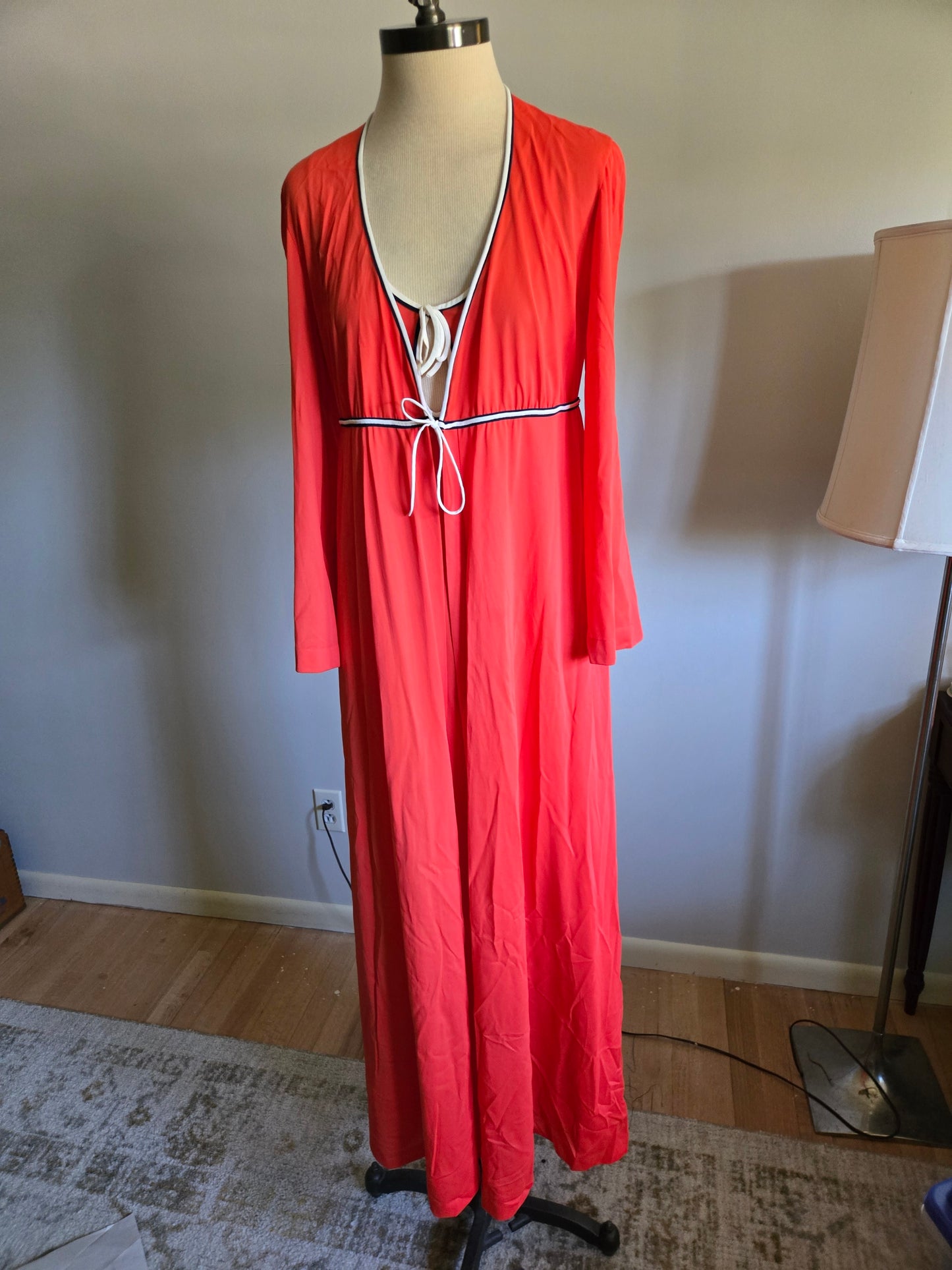Vintage Sleeveless Orange Two Piece Sleepwear Set by Montgomery Ward