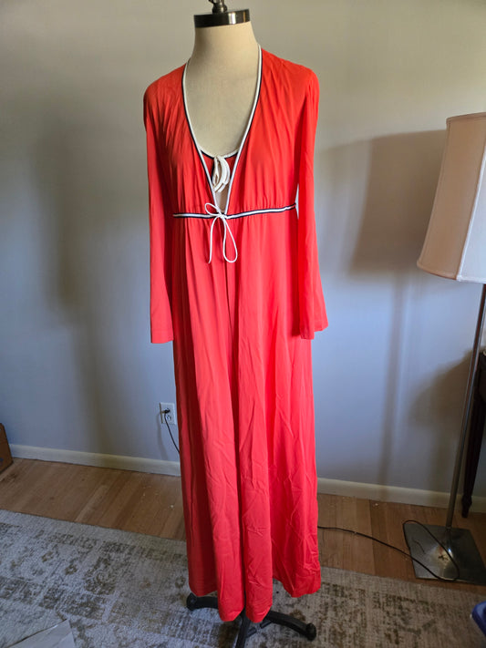 Vintage Sleeveless Orange Two Piece Sleepwear Set by Montgomery Ward