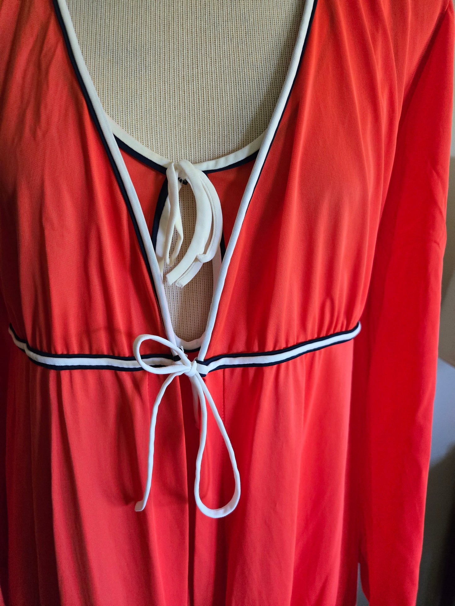 Vintage Sleeveless Orange Two Piece Sleepwear Set by Montgomery Ward