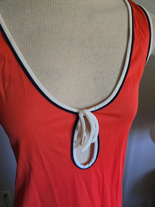 Vintage Sleeveless Orange Two Piece Sleepwear Set by Montgomery Ward