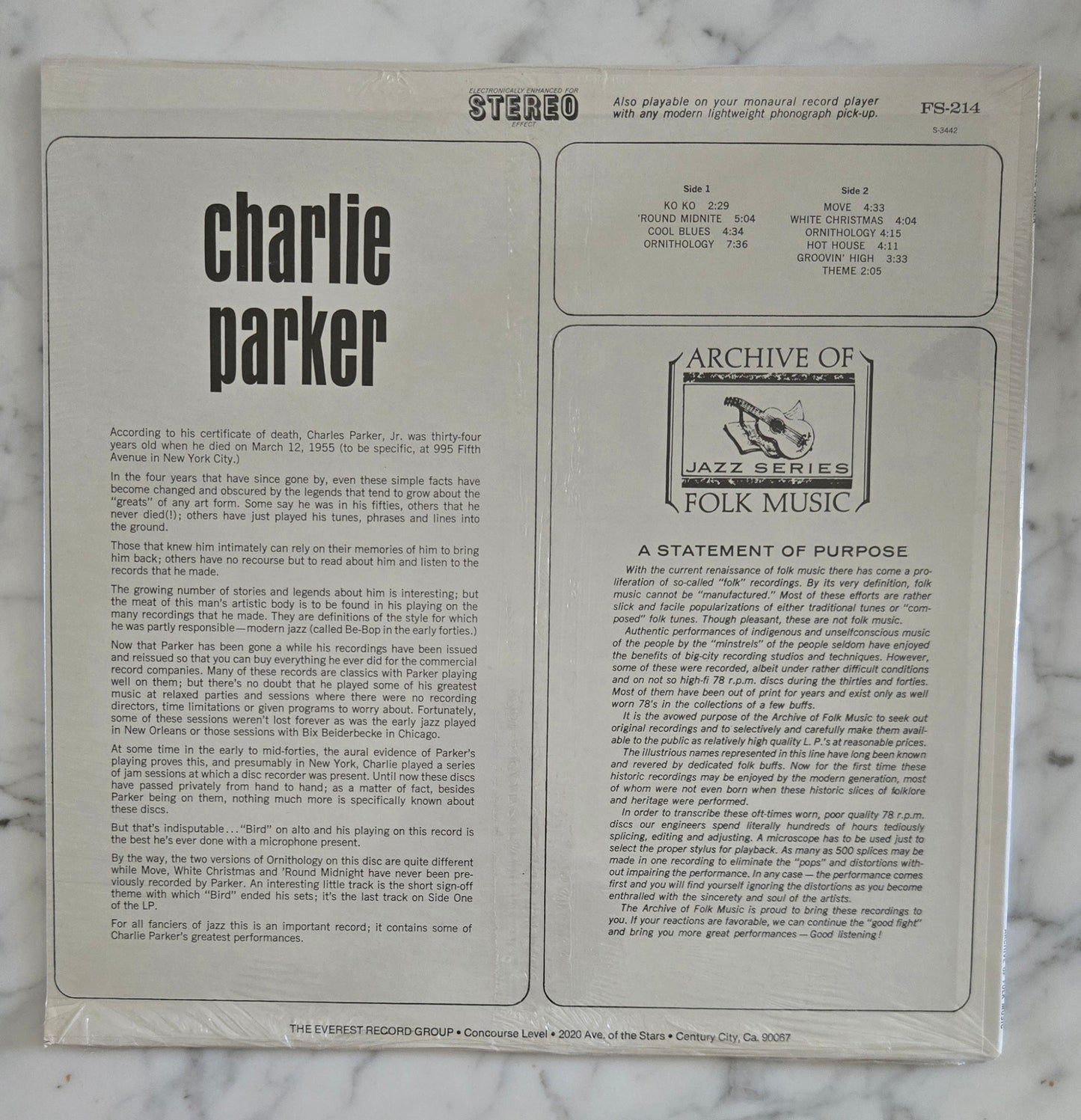 Charlie Parker Vinyl Record UNOPENED!