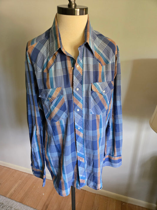 Vintage Long Sleeve Western Snap Shirt by Lee