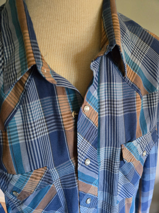 Vintage Long Sleeve Western Snap Shirt by Lee