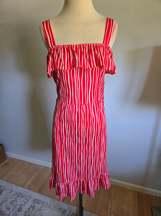 Vintage Sleeveless Red and White Print Dress by Tabby of California