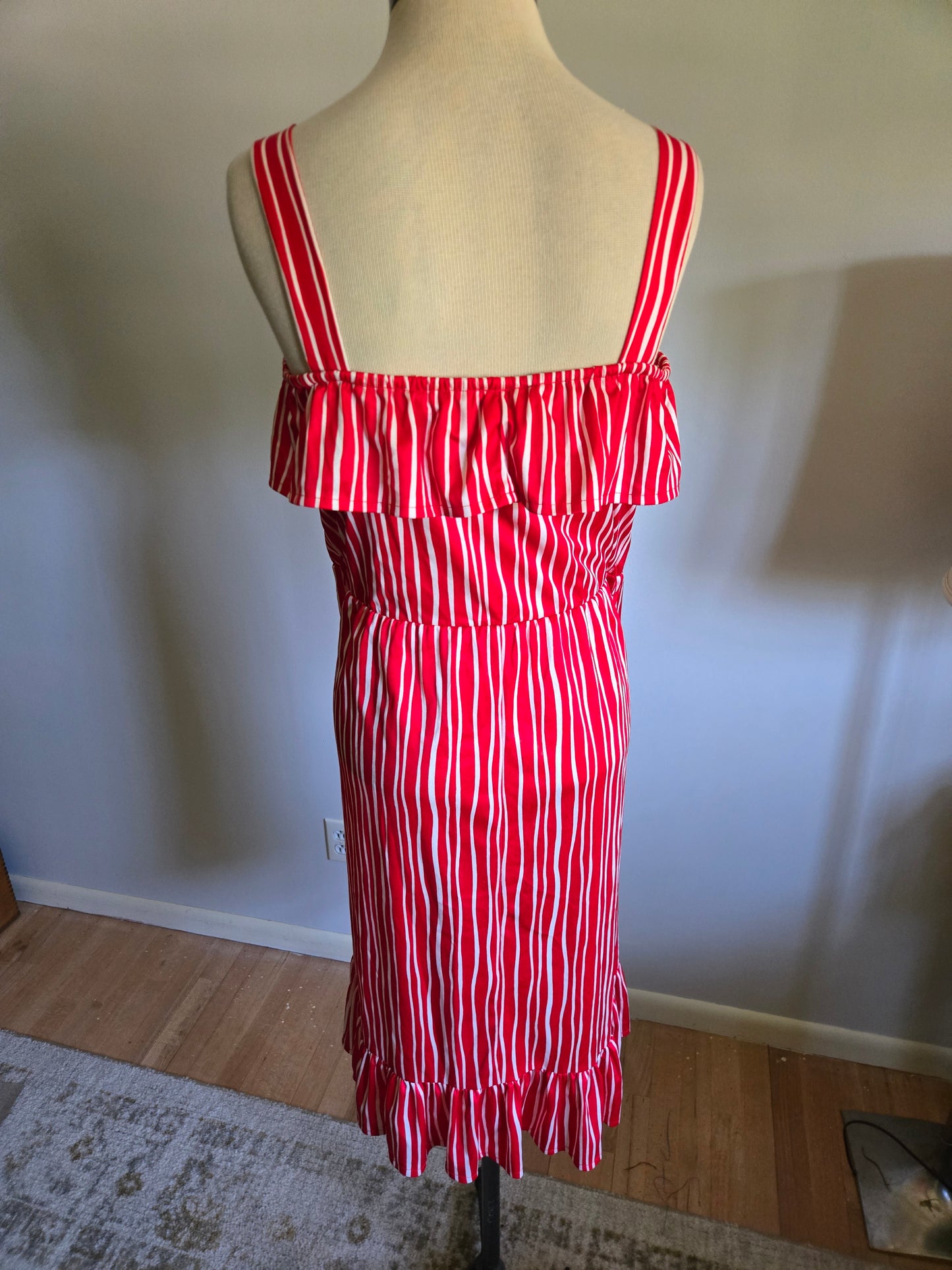 Vintage Sleeveless Red and White Print Dress by Tabby of California