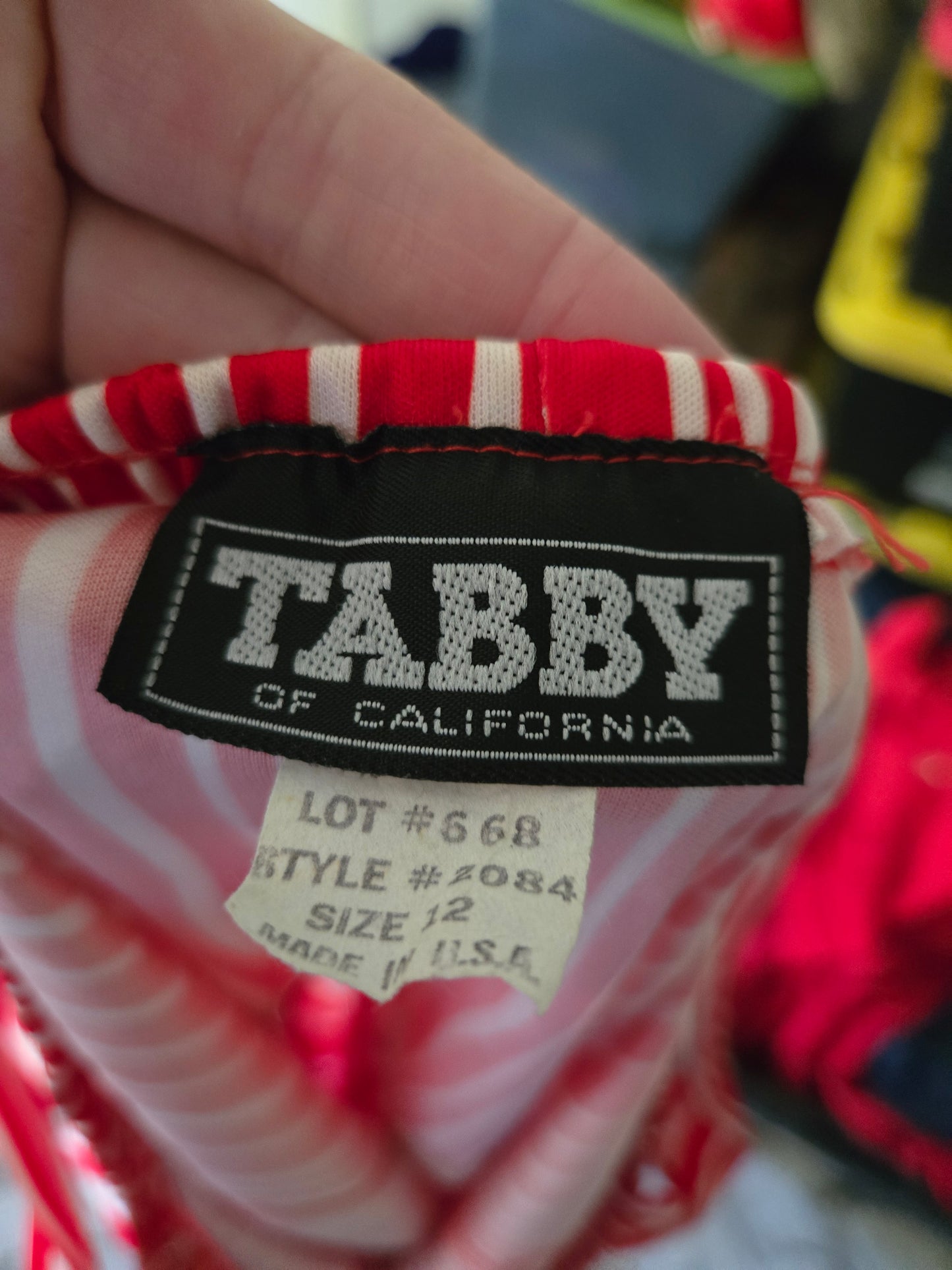 Vintage Sleeveless Red and White Print Dress by Tabby of California