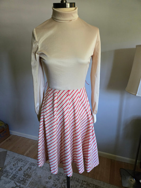 Vintage Long Sleeve White Gold and Red Dress by Jerell of Texas