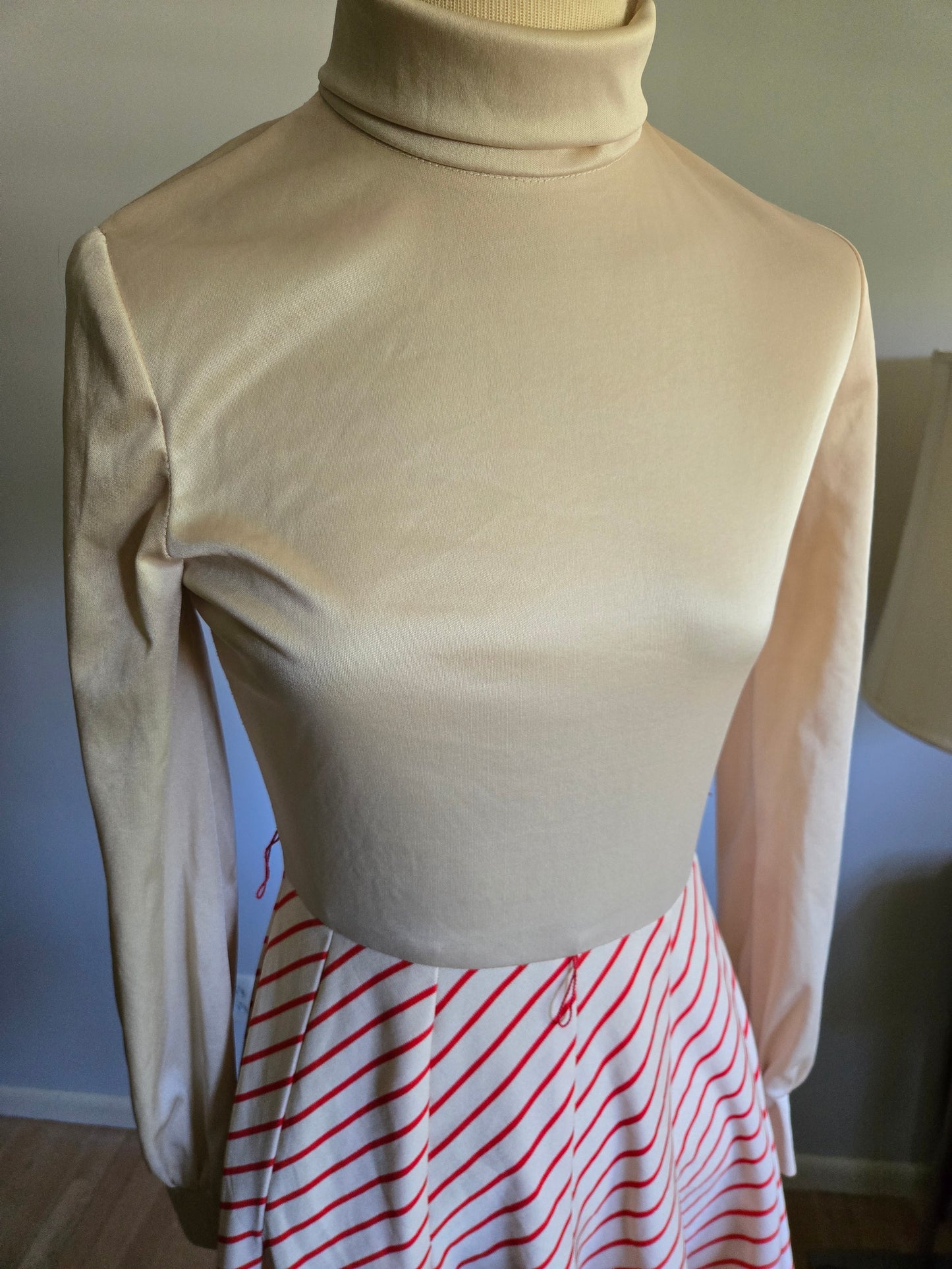 Vintage Long Sleeve White Gold and Red Dress by Jerell of Texas