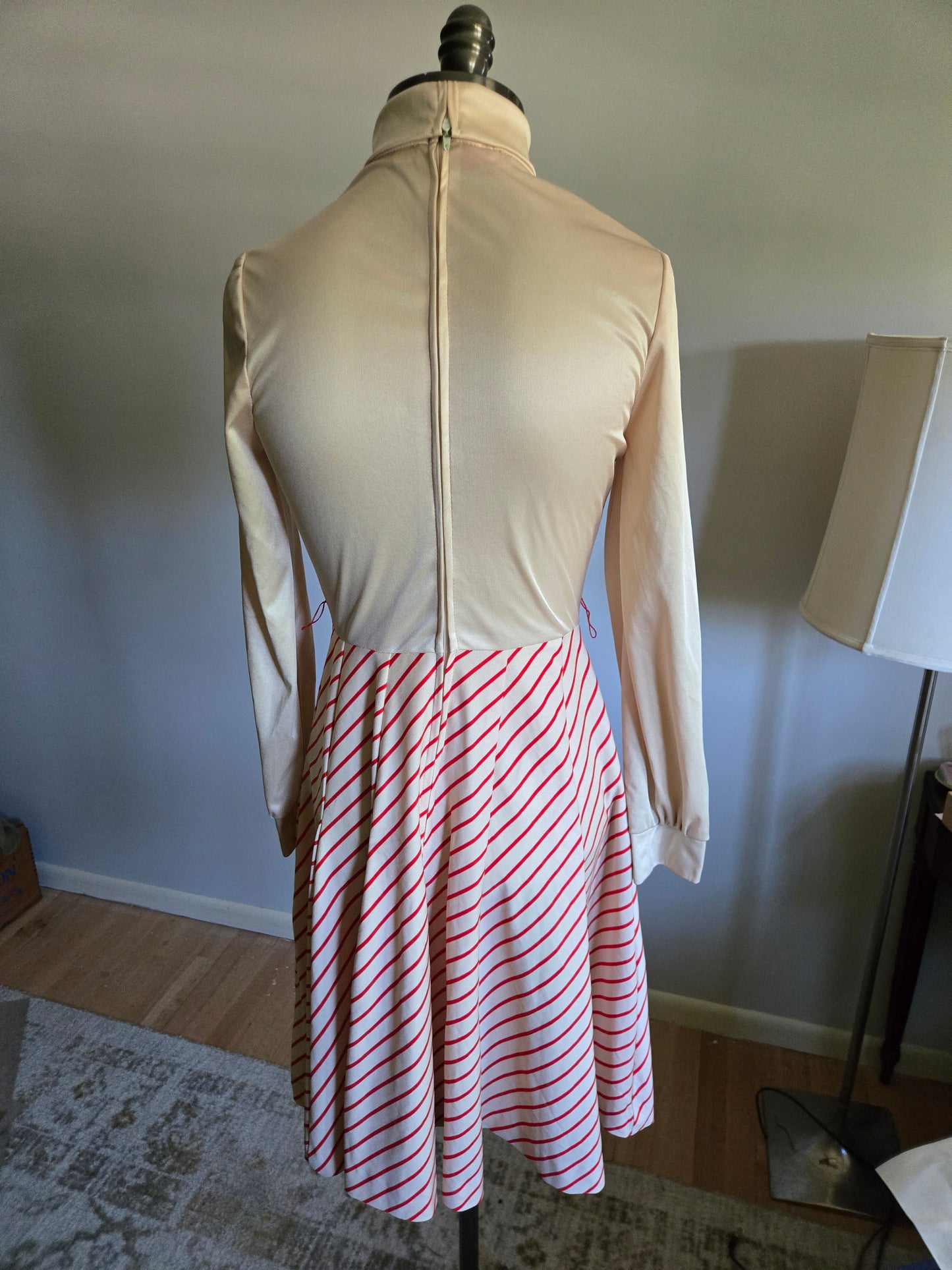Vintage Long Sleeve White Gold and Red Dress by Jerell of Texas