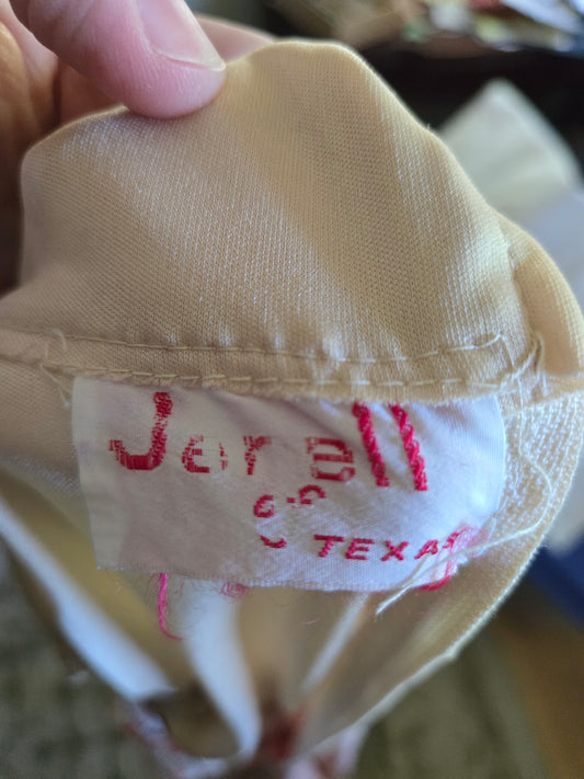 Vintage Long Sleeve White Gold and Red Dress by Jerell of Texas