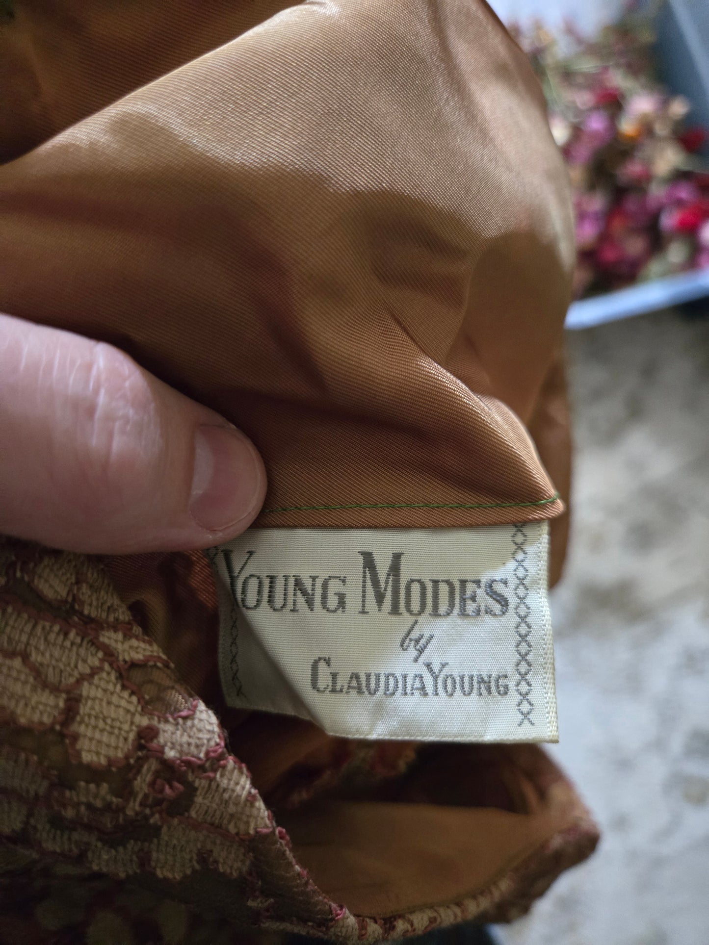 Vintage Short Sleeve Lacy Floral Dress by Claudia Young