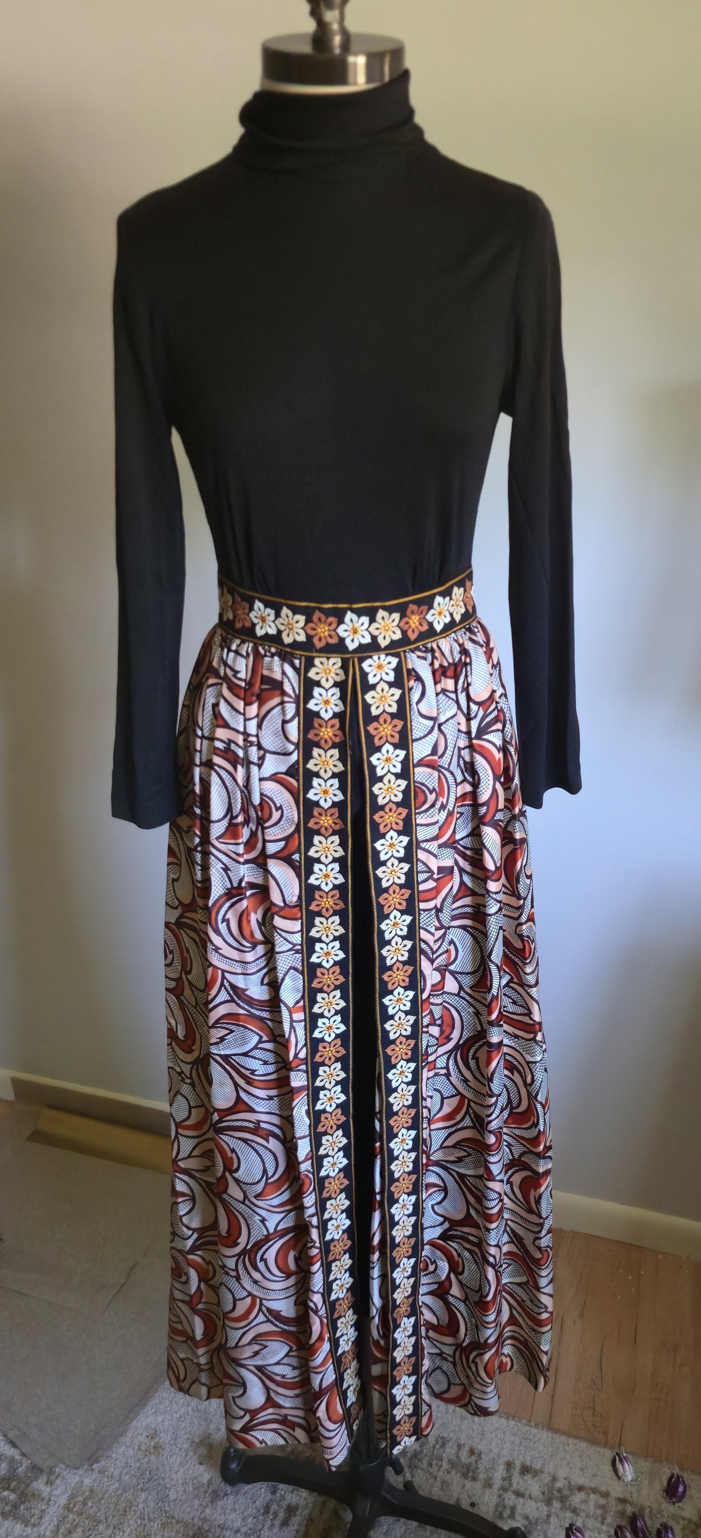 Vintage Long Sleeve Jumpsuit with Skirt