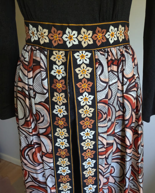Vintage Long Sleeve Jumpsuit with Skirt