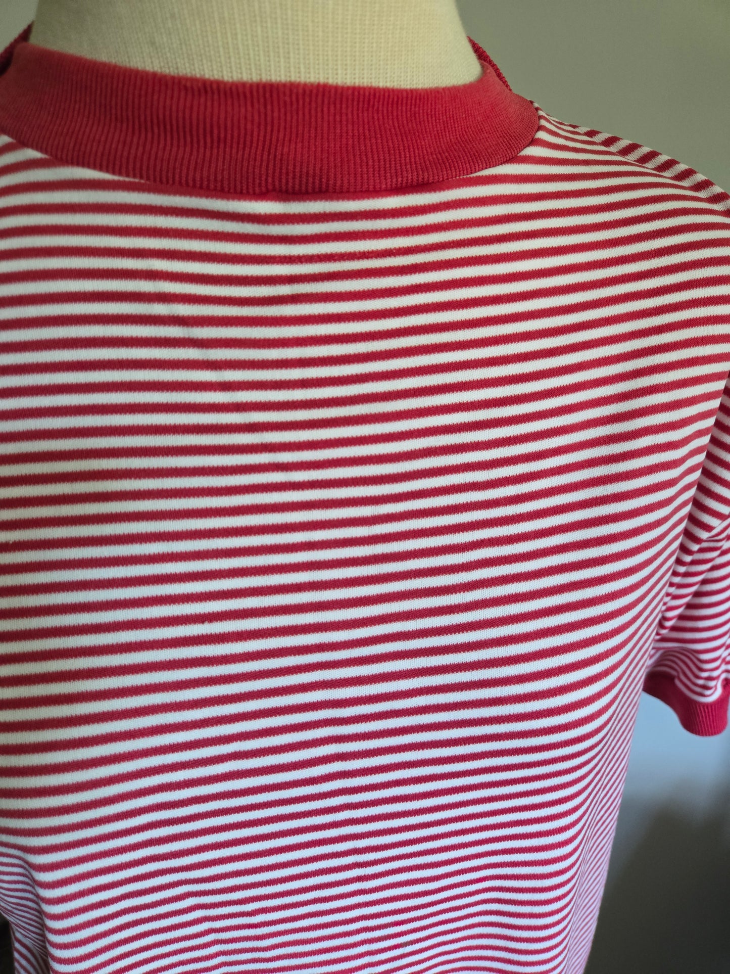 Vintage Red and White Striped Ringer T Shirt