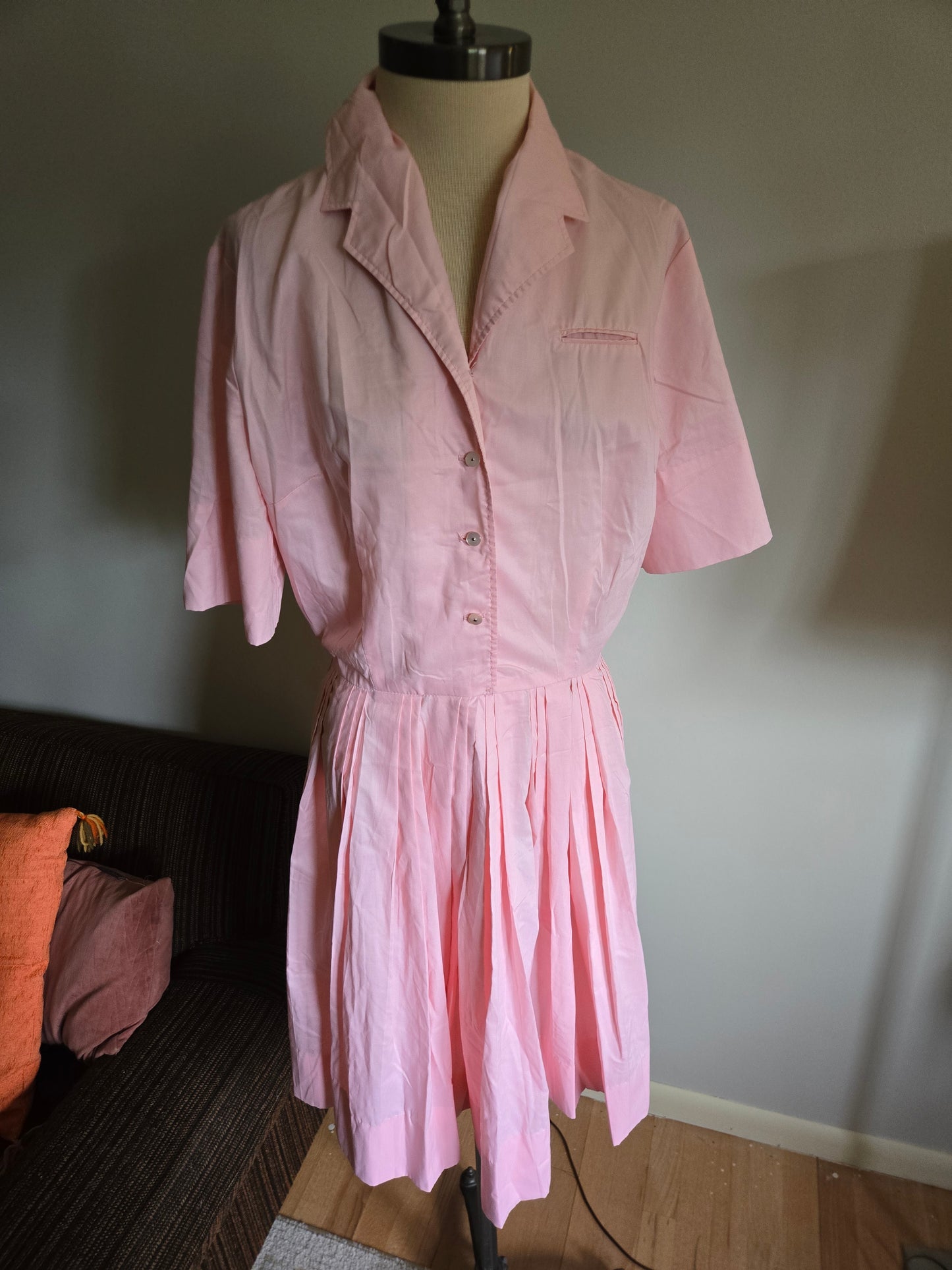 Vintage Short Sleeve Pink Dress by Texas Shirtwaist