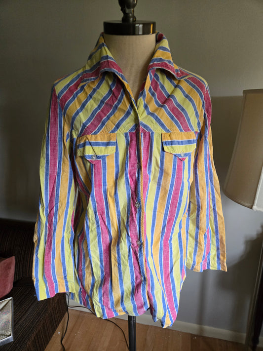 Vintage Long Sleeve Striped Blouse by F.A. Chatta