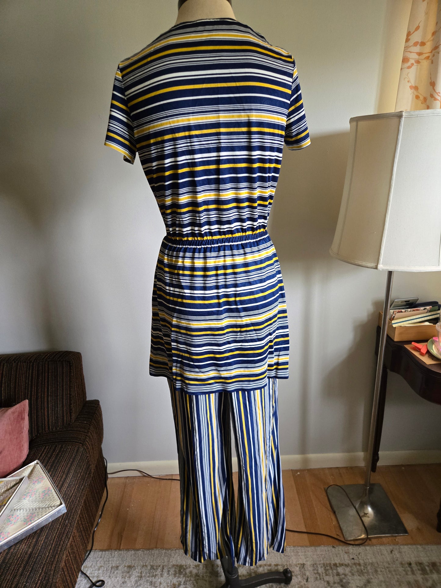 Vintage Two Piece Striped Pant Set from the 1970s