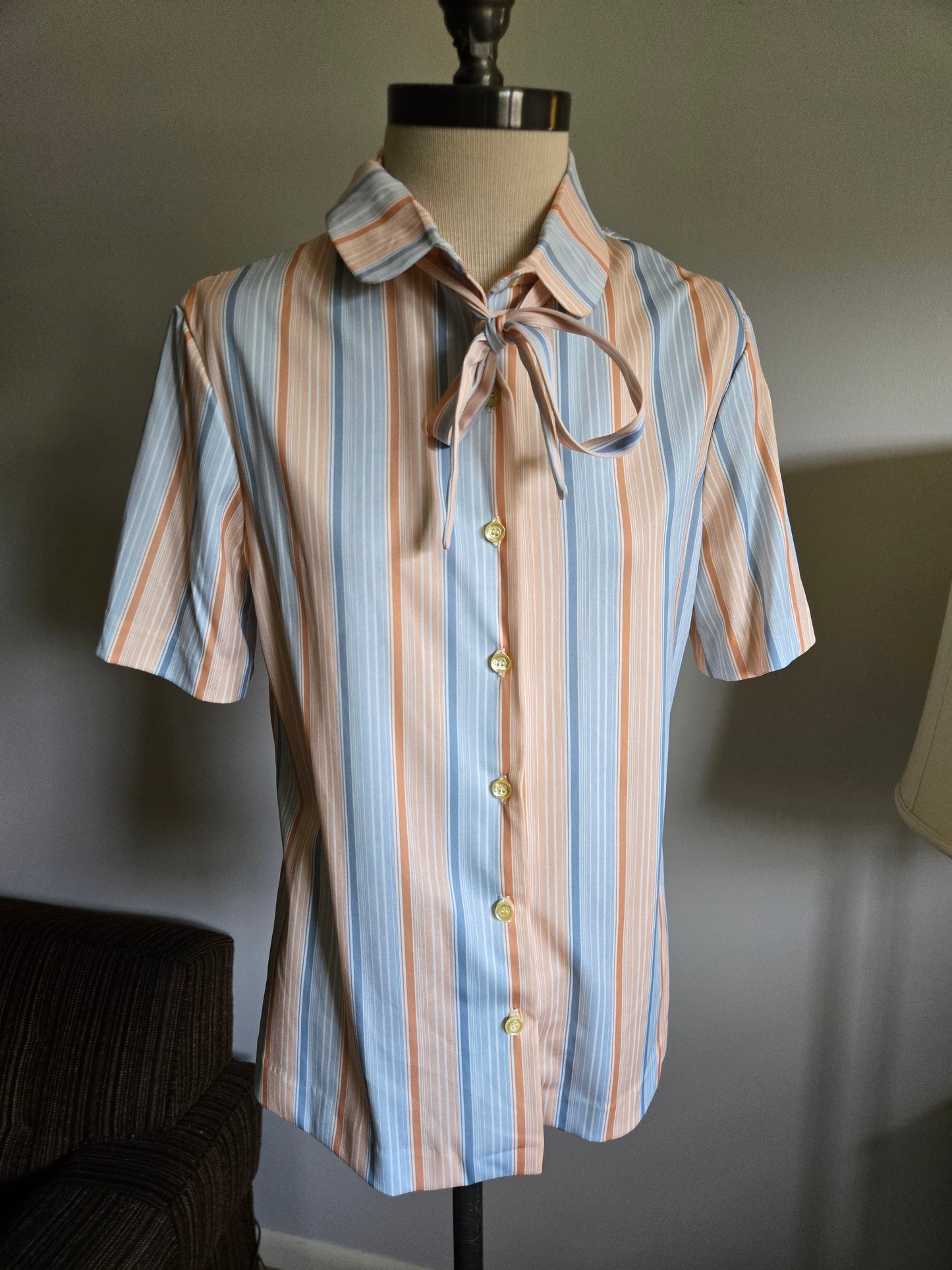 Vintage Short Sleeve Striped Blouse by Center Stage