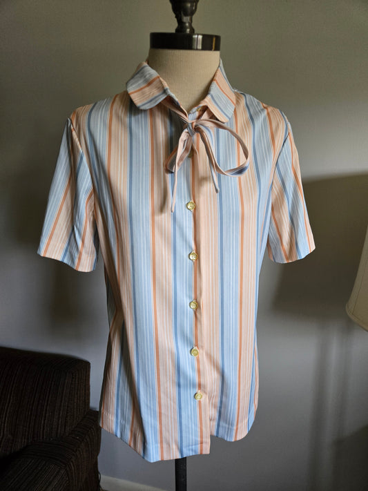 Vintage Short Sleeve Striped Blouse by Center Stage