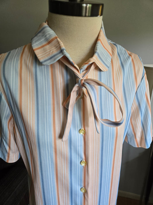 Vintage Short Sleeve Striped Blouse by Center Stage