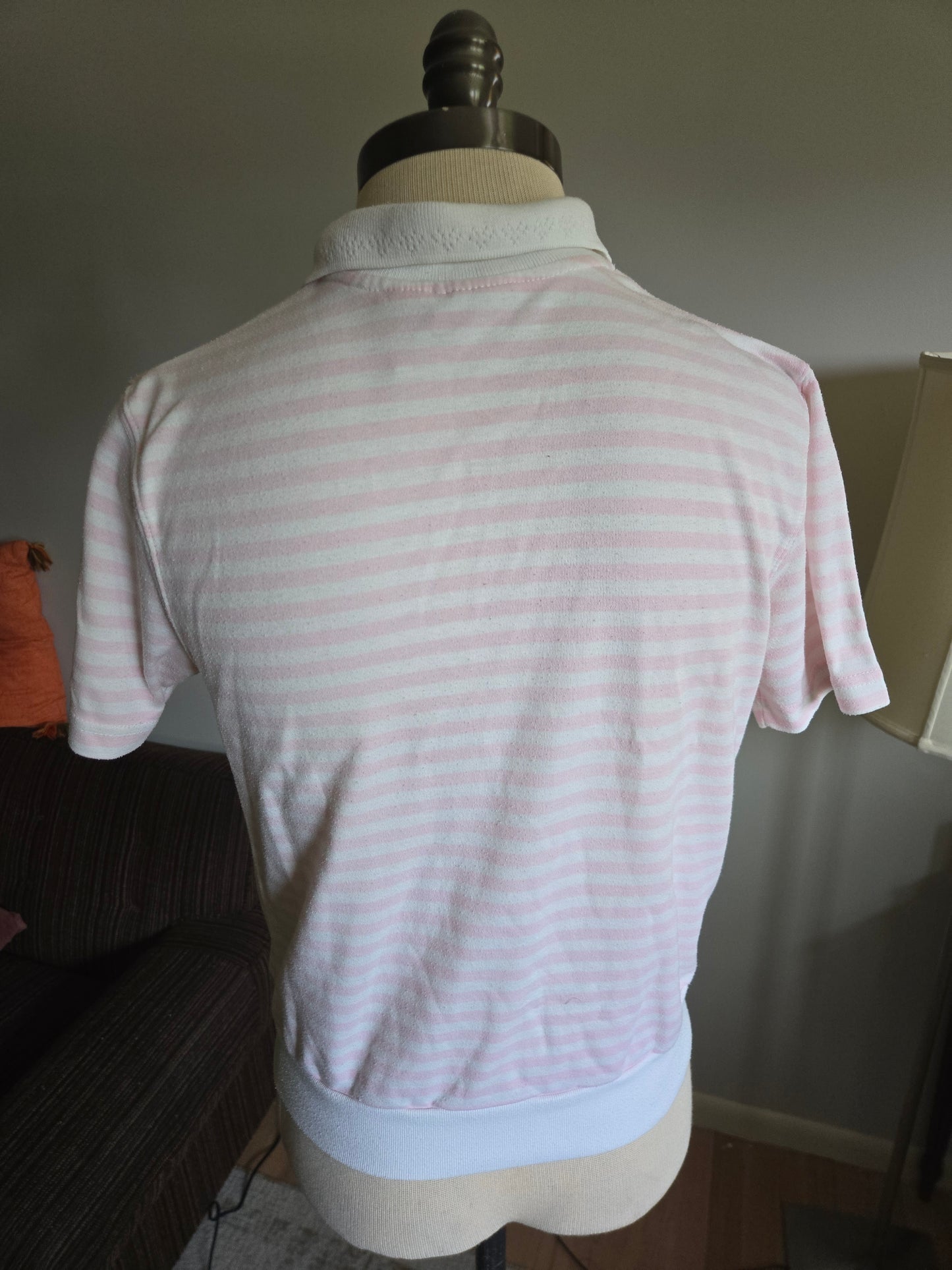 Vintage Short Sleeve Striped Polo Blouse by Classic Elements Petite