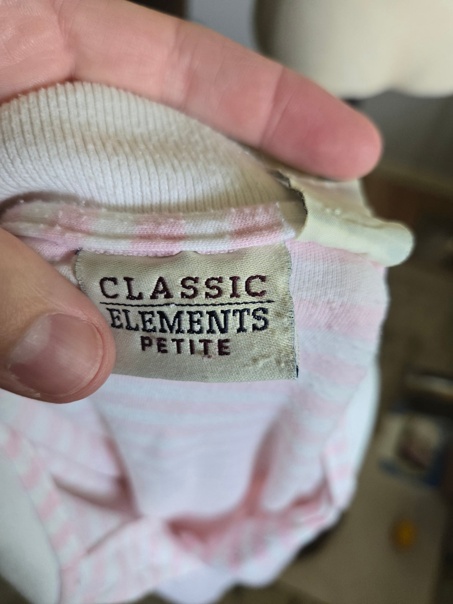 Vintage Short Sleeve Striped Polo Blouse by Classic Elements Petite