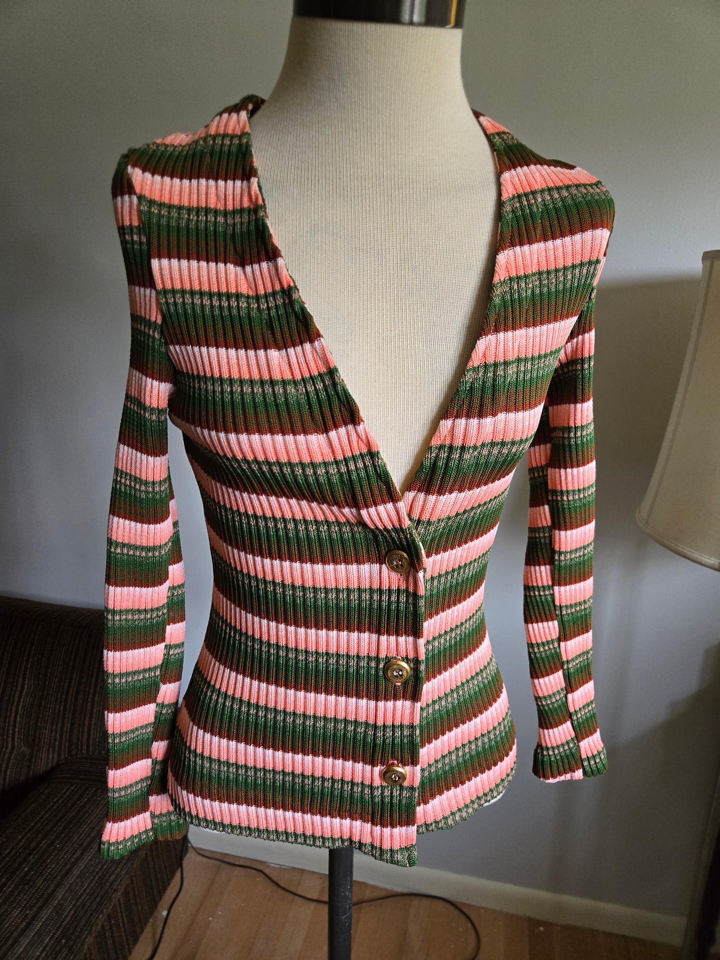 Vintage Long Sleeve Ribbed Cardigan Sweater by Hob Nobber
