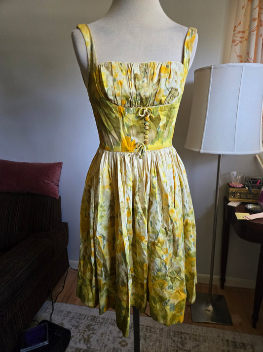 Vintage Sleeveless Floral Print Dress