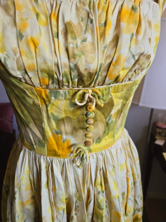 Vintage Sleeveless Floral Print Dress