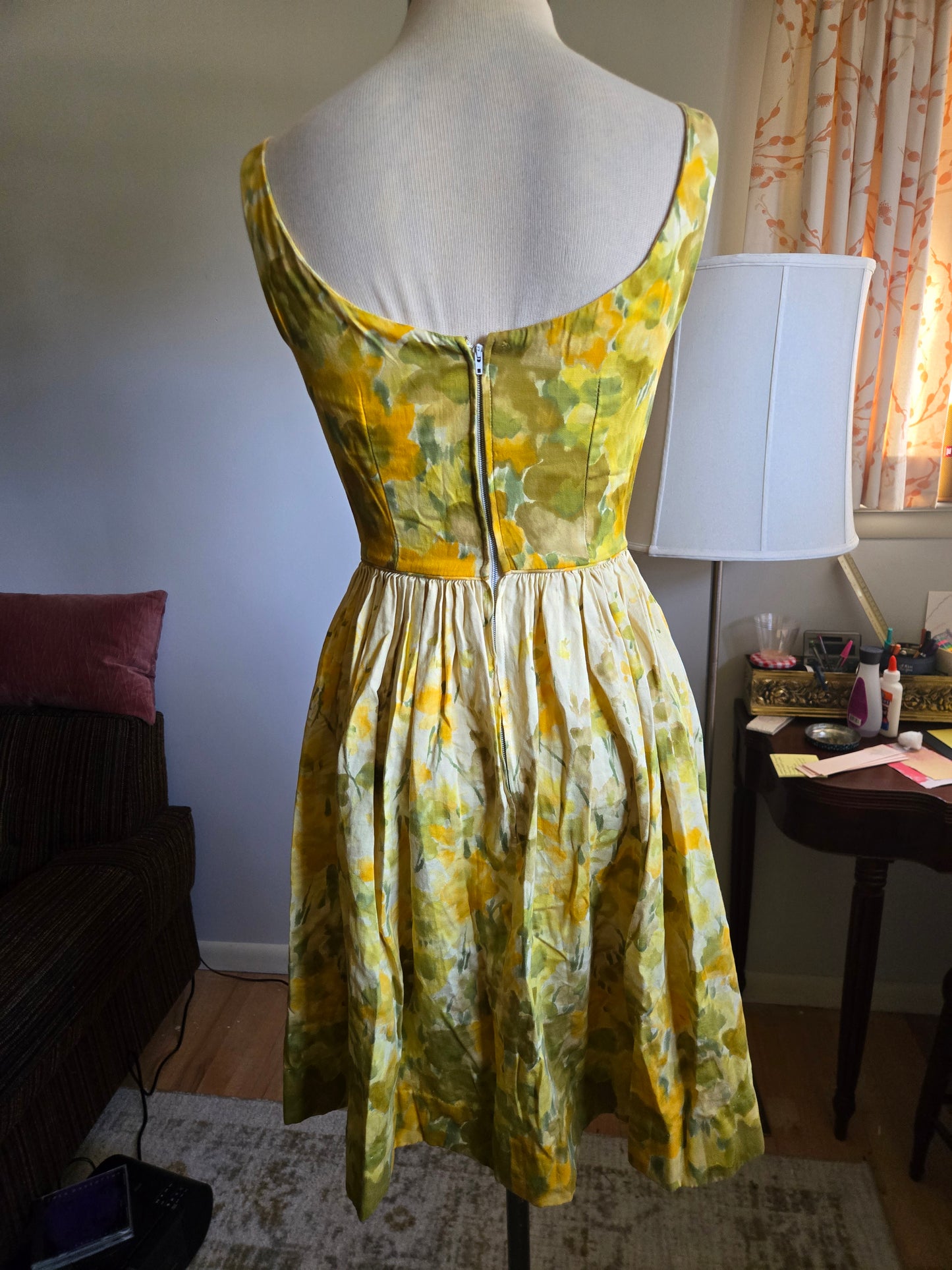 Vintage Sleeveless Floral Print Dress