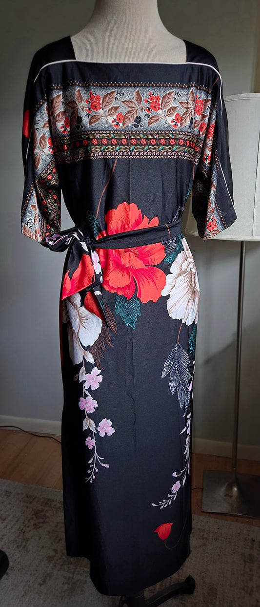 Vintage Short Sleeve Floral Print Dress by Malihini Hawaii