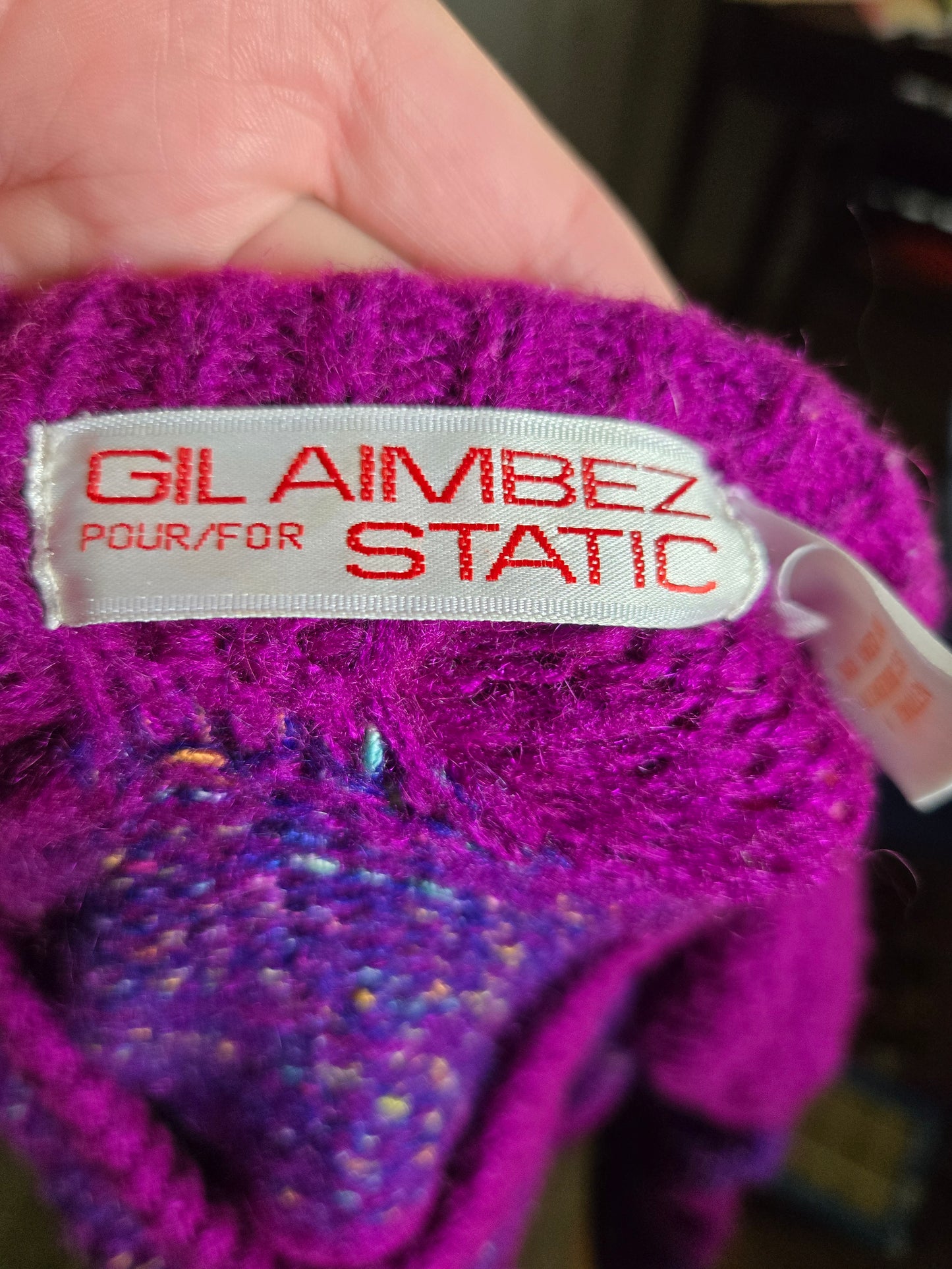 Vintage Long Sleeve Purple Sweater by Gil Aimbez for Static