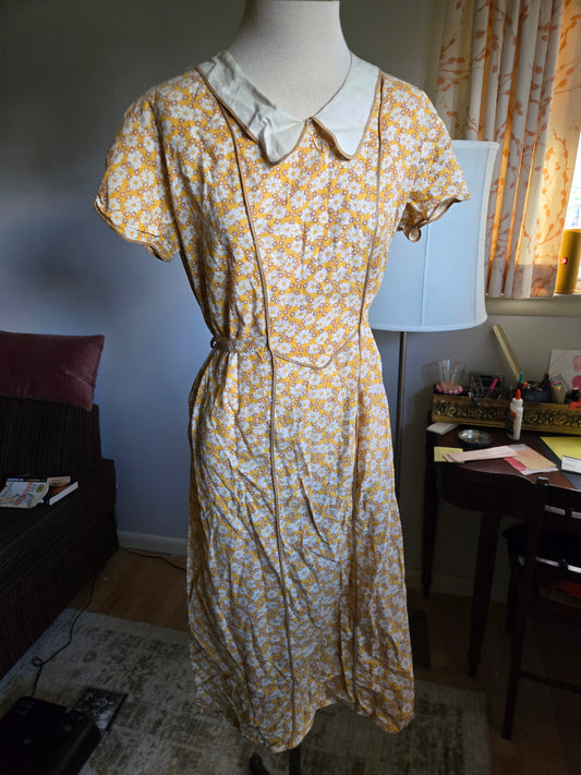 Vintage Short Sleeve Floral Print Dress