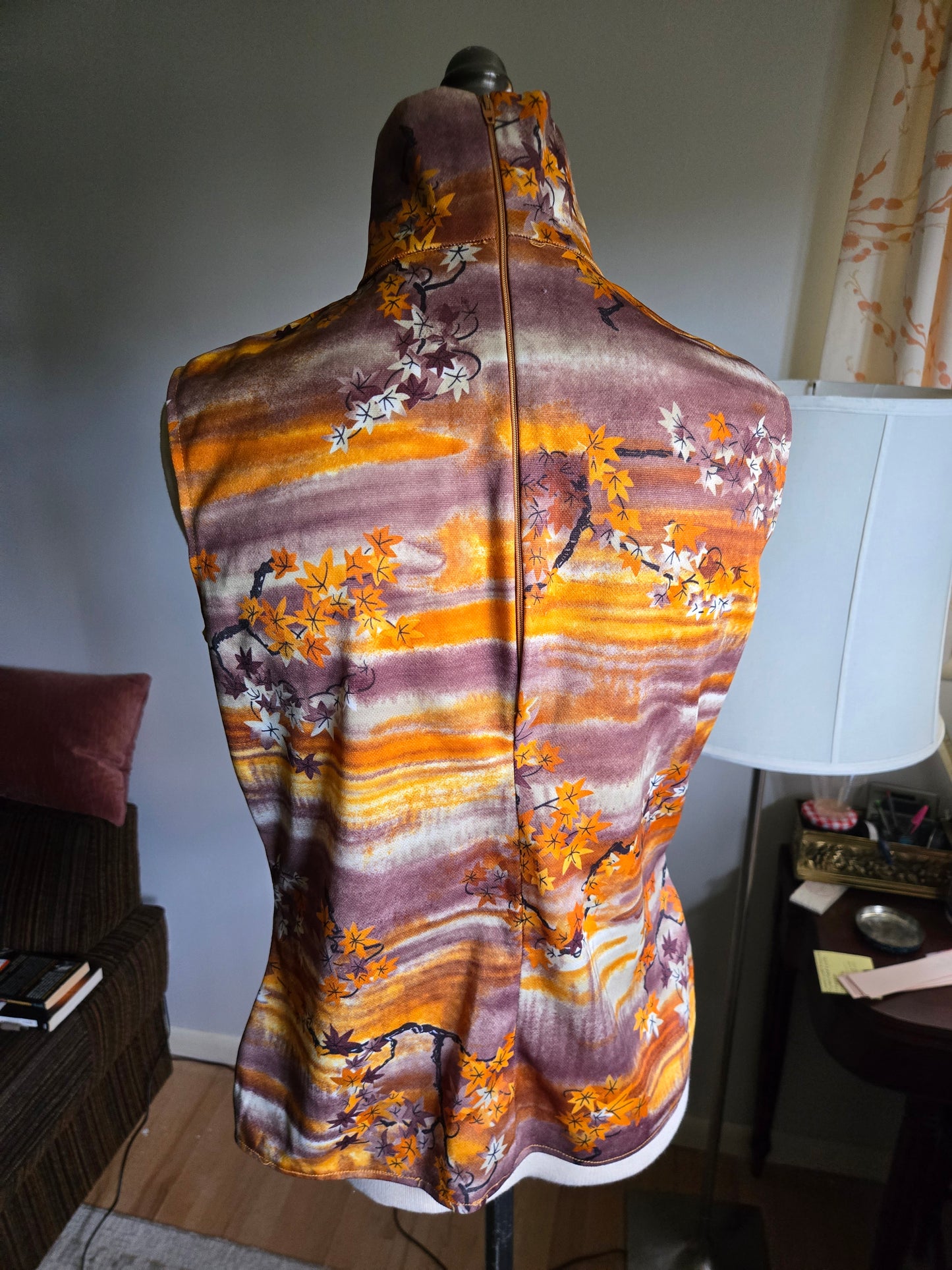 Vintage Sleeveless Fall Foliage Blouse
